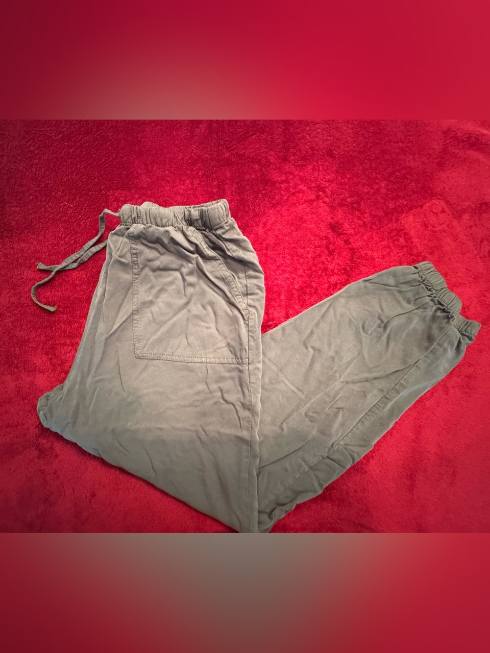 Ci Sono Olive Green Cropped Drawstring Pants